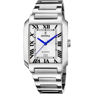 Quarzuhr FESTINA "On The Square", silber (silberfarben), Armbanduhren, Damen, Quarzuhr, Armbanduhr, Herrenuhr, Damenuhr, Edelstahlarmband, Datum