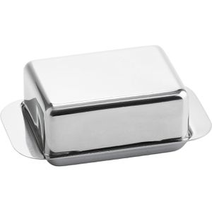 Weis Butterdose 14256, 1/4 Pfund, aus Edelstahl, rechteckig, 12,5 x 7,5 x 4,8 cm, silber