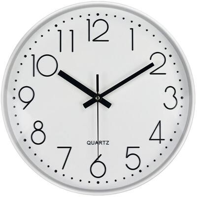 Uplift Picks Modern Silent Wall Clock With Tempered Glass And 3D Numbers white Black 8 Inch