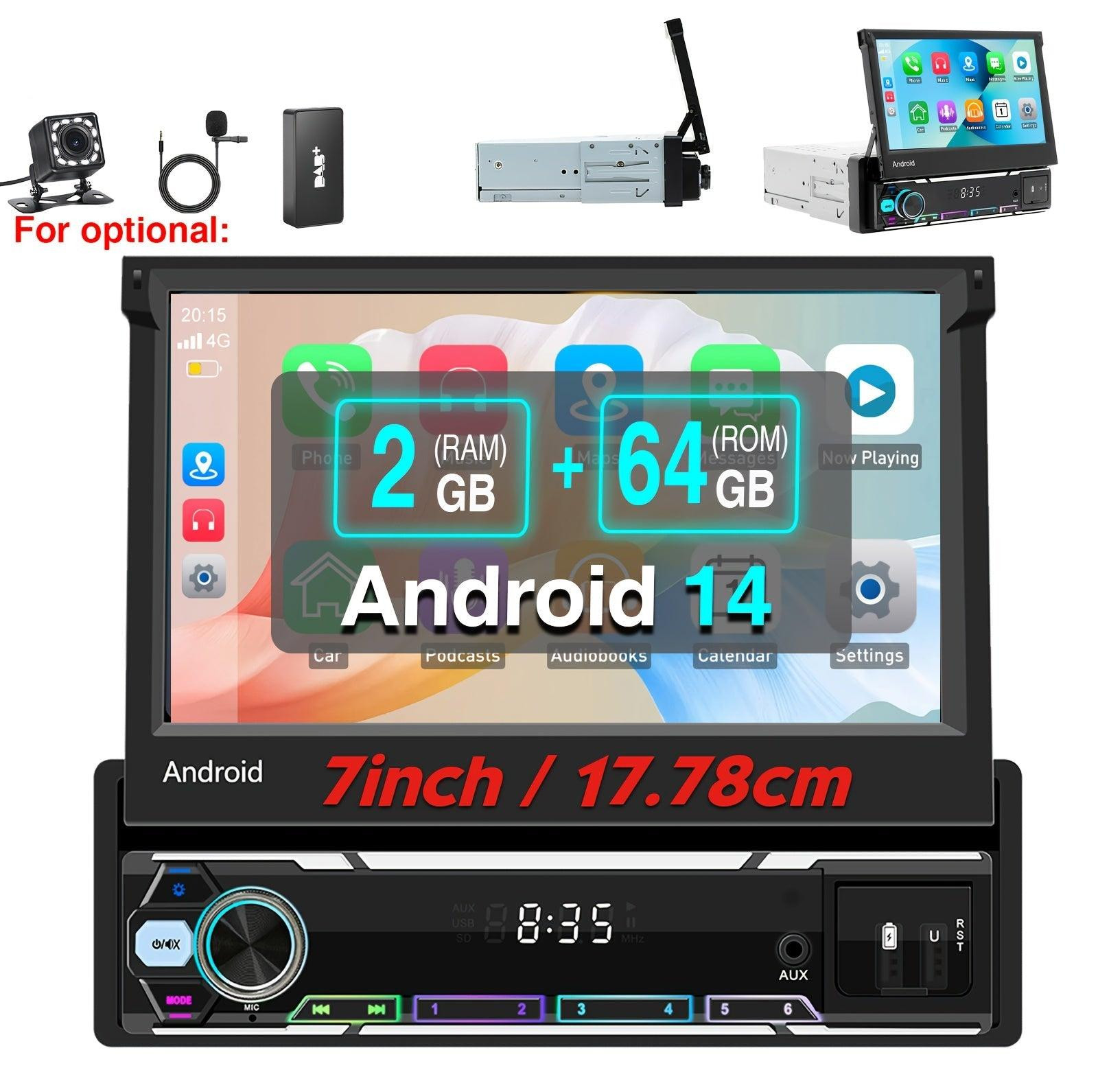 Selius Autoradio - 1 DIN Multimedia Speler met Android 14