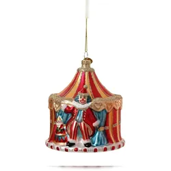 Christmas Decorations Christbaumschmuck Glas 11cm Zirkuszelt mit Clown Figur zum Aufhängen - Weihnachtsbaum Anhänger Weihnachten Weihnachtsbaumschmuck mundgeblasen Rot Bunt