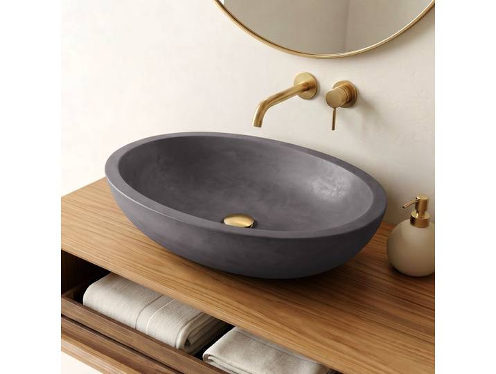 Vasque en béton ovale - Anthracite profond - Raw Blend