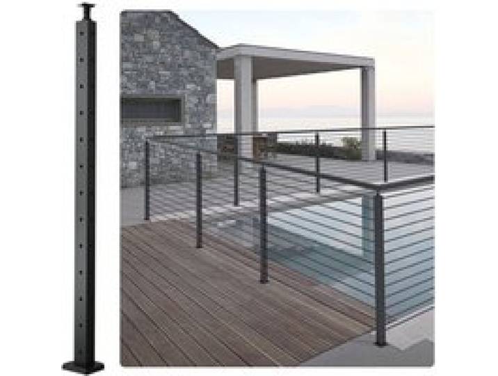 VEVOR Poteau de garde-corps d'angle câble, 106,7x2,5x5 cm, poteau de rambarde 12 trous pré-percés en forme L, poteau de rail terrasse acier inoxydable, support horizontal incurvé, 1JZLGZHS1067CSWRBV0