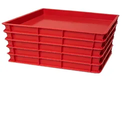 Set 5x Pizzateigbox Teigbehälter Stapelbox Teigbox Pizzabox, rot, 600x400x100mm