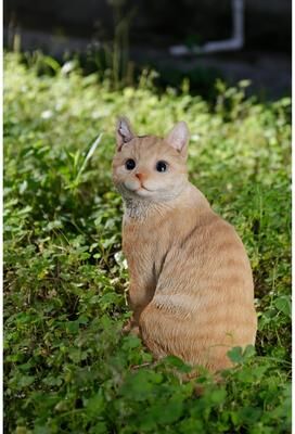 Hi-Line Gift Ginger Cat Looking Back Garden Statue