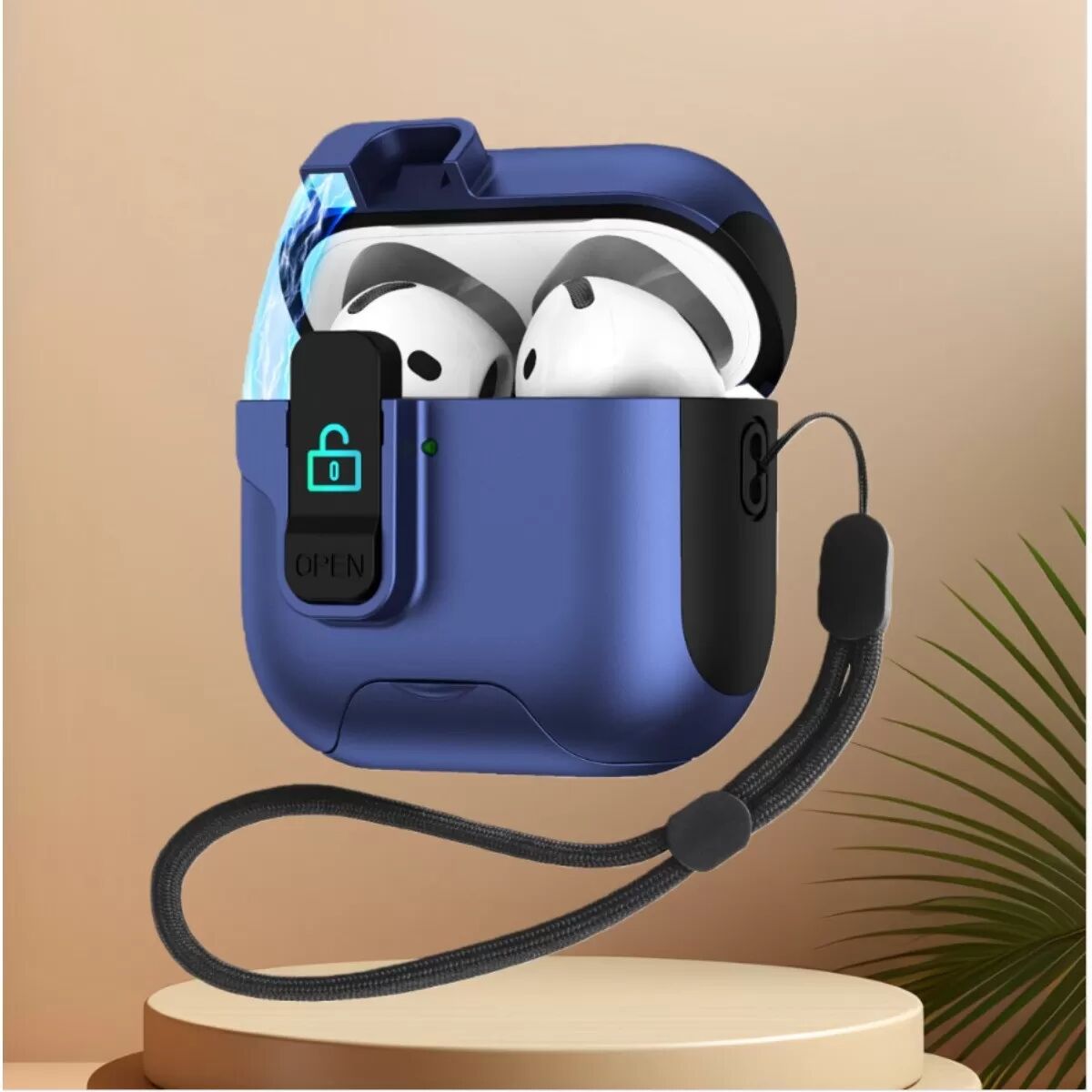 INF Tiefblaue TPU-Schutzhülle Kompatibel mit AirPods 4 mit Ständerfunktion