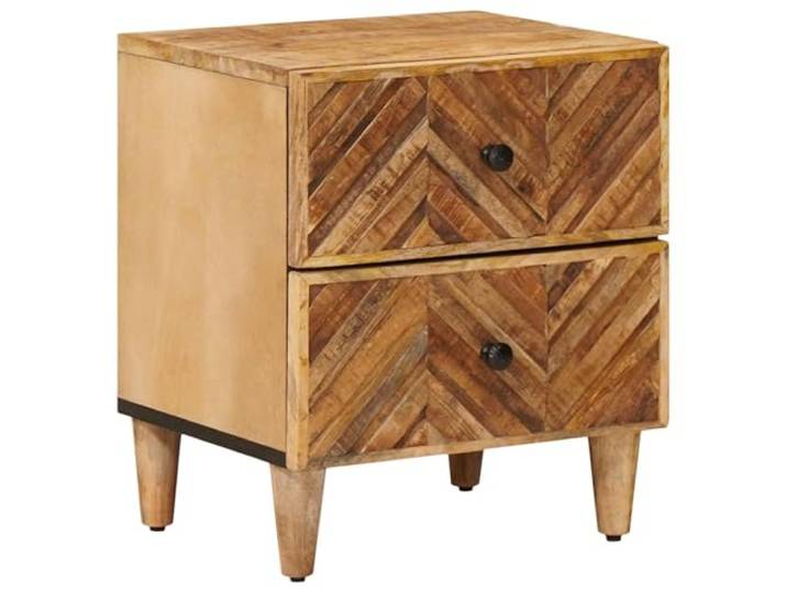 YUTAASU Nachttisch Braun 40 x 33,5 x 46 cm Massivholz Mango Mit Schublade, Messinggriffe, Kompaktes Design, Pflegeleicht, Für Schlafzimmer