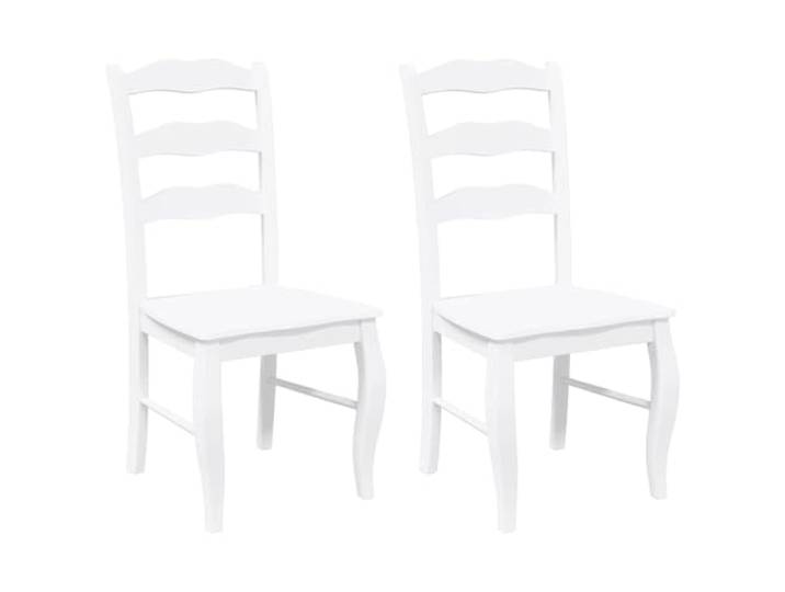 Esszimmerstühle, 2 Stück, aus Massivholz, Weiß und Gummi Massives Gummibaumholz, dichte Maserung, stoßfest, zeitloses Design, vielseitig einsetzbar, Esszimmer und Wohnzimmer