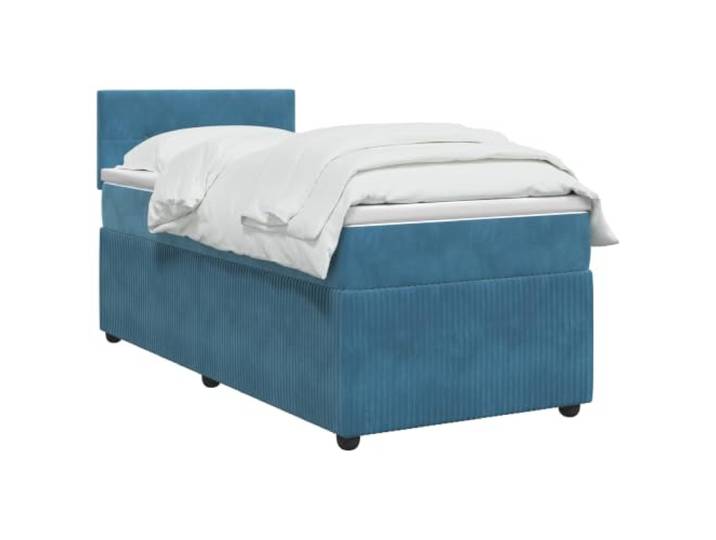 vidaXL Boxspringbett mit Matratze mit Kopfteil Blau 80 x 200 cm Samt Passe die Beleuchtung an