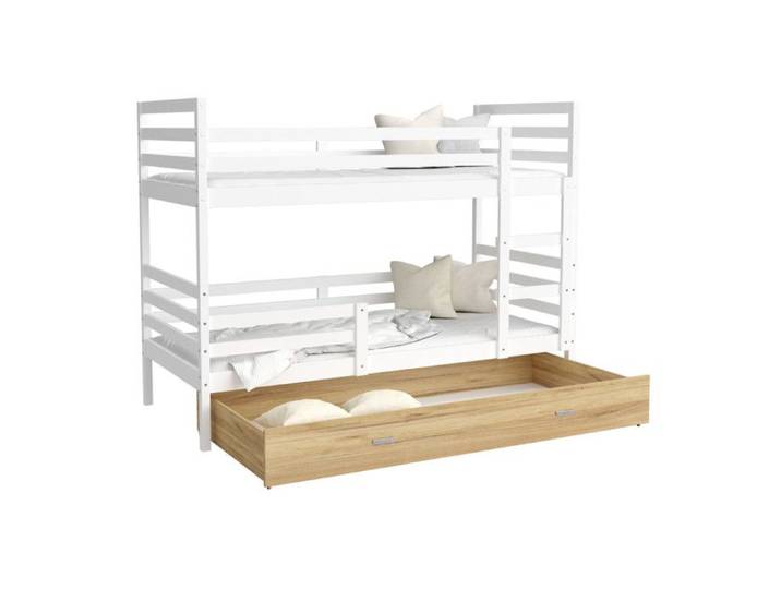 Lit Superpose Milan 90x190 tiroir Blanc - Pin