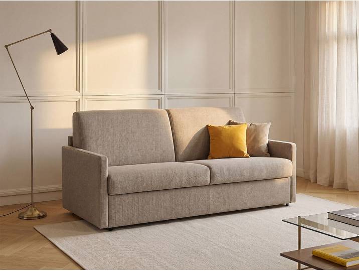 Schlafsofa 2-Sitzer - Liegefläche: 120 cm - Matratzenhöhe: 18 cm - Stoff - Beige - CALIFE