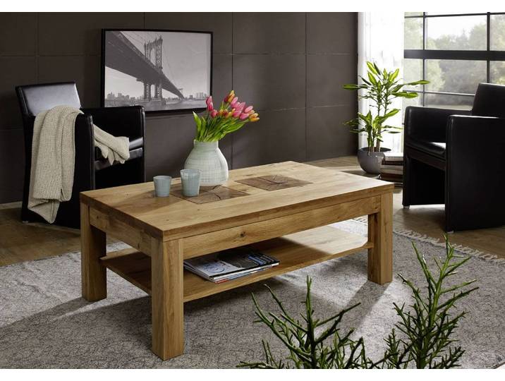 Couchtisch Thomas in Wildeiche massiv mit Inlays – Montierte Lieferung – 3%-Vorkasse-Rabatt