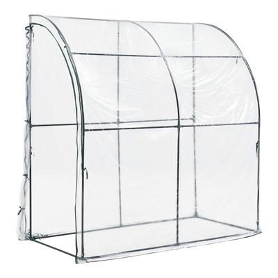 Helloshop26 - Juta Anlehngewächshaus aus Stahl und PVC mit Reißverschlusstür 100 x 200 x 215 cm