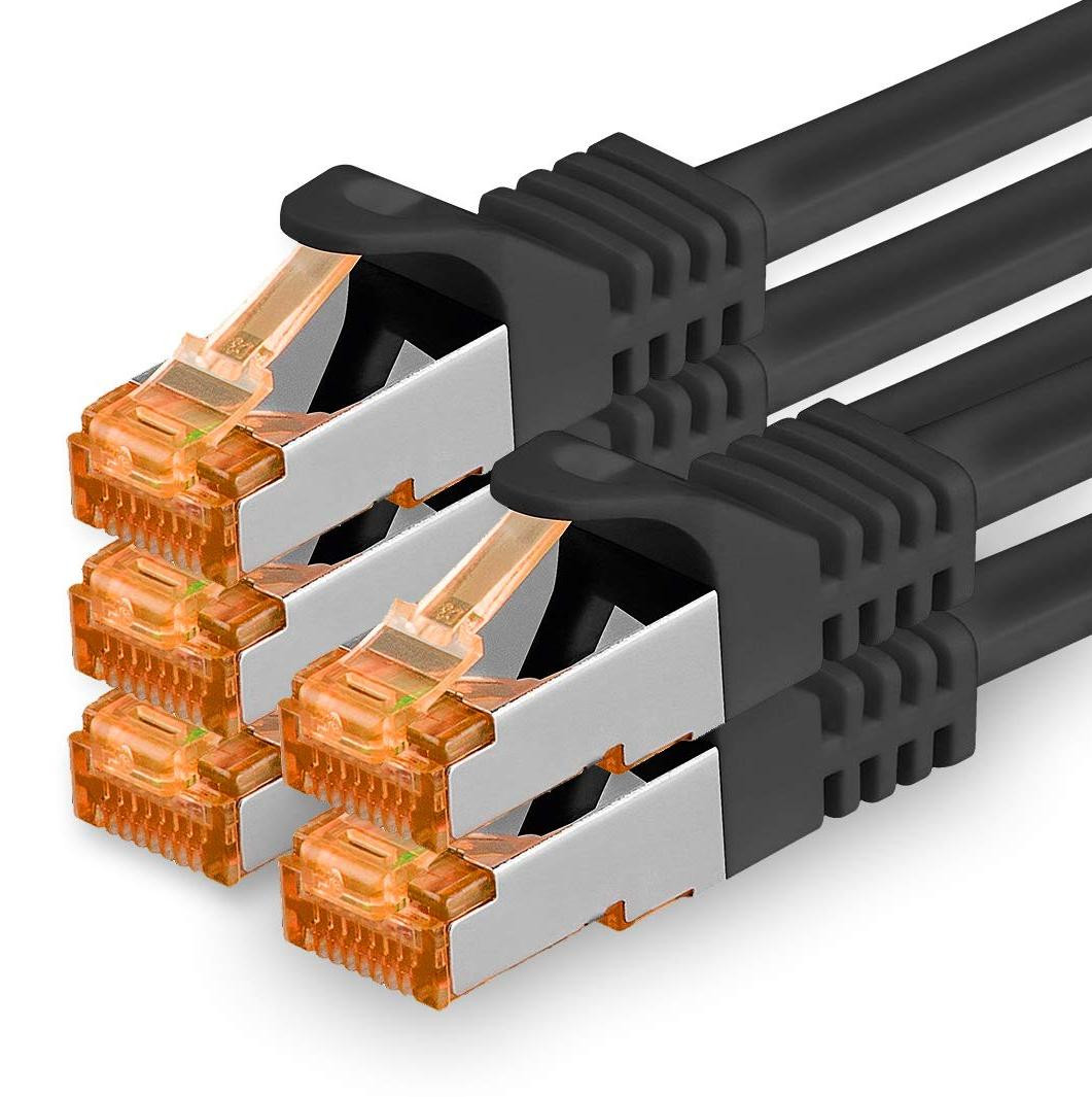 1aTTack.de CAT7 LAN-patchkabel RJ45 10 Gb/s, 5x 3,0 meter, zwart