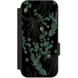 Nivocase Klapphülle für Google Pixel 11 Handyhülle aus Kunst Leder NIVOflip schwarz Blätter Natur (Google Pixel 11), Smartphone Hülle, Schwarz