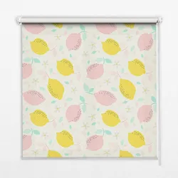 INNENROLLO - Fensterrollo - Rollo - 100x180 cm - Rosa und gelbe Zitronen