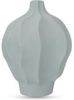 NADAAL STUDIOS Holcomb Vase, Round, Ecomix, Waved Ripple Silhouette, Matte Sculptural Finish, Decorative Only, Light Blue