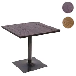 Bistrotisch HWC-H10, Bartisch Thekentisch, Industrial Gastronomie Ulme Holz MVG-zertifiziert 75x80x80cm ~ dunkelbraun