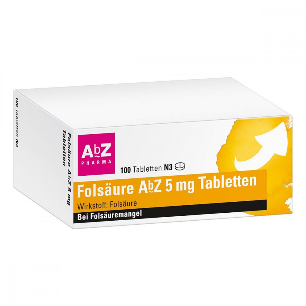 AbZ Pharma GmbH Folsäure AbZ 5 mg Tabletten 01234562