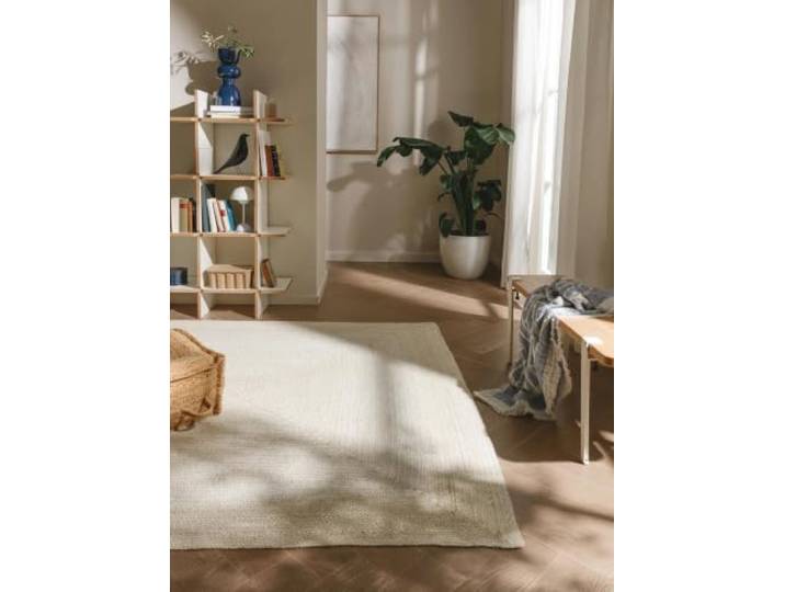 benuta Pure Jute Tapijt Jutta - Ivoor 80x150 cm - Handgeweven woonkamertapijt - Natuurlijk Boho-ontwerp - Geschikt voor vloerverwarming