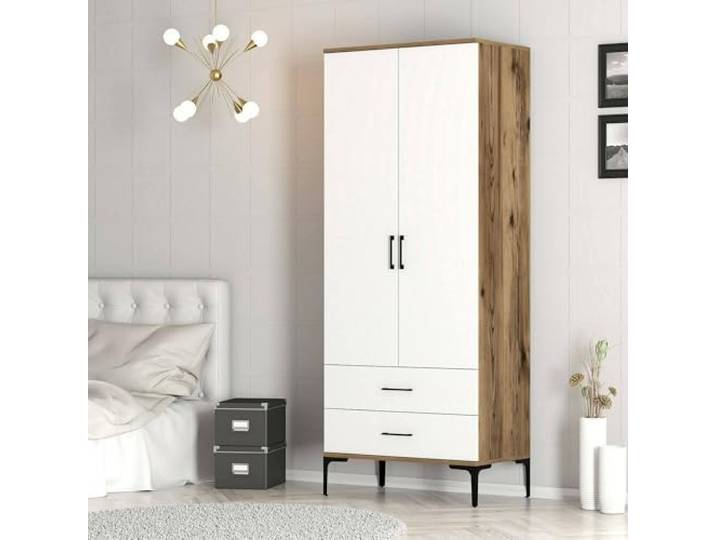 Dmora Kleiderschrank 2 Türen Naos 80x201,4 cm Braun, 1 Regal