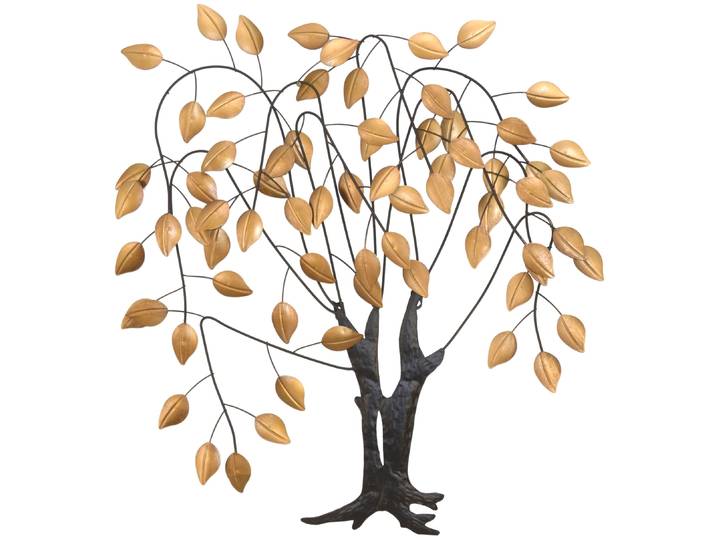 Wanddekoobjekt Wanddekoration , gold (goldfarben), B:72cm H:80cm T:8cm, Metall, HOFMANN LIVING AND MORE, Wanddekoobjekte, Wanddekoobjekt, Baum aus Metall, Trauerweide