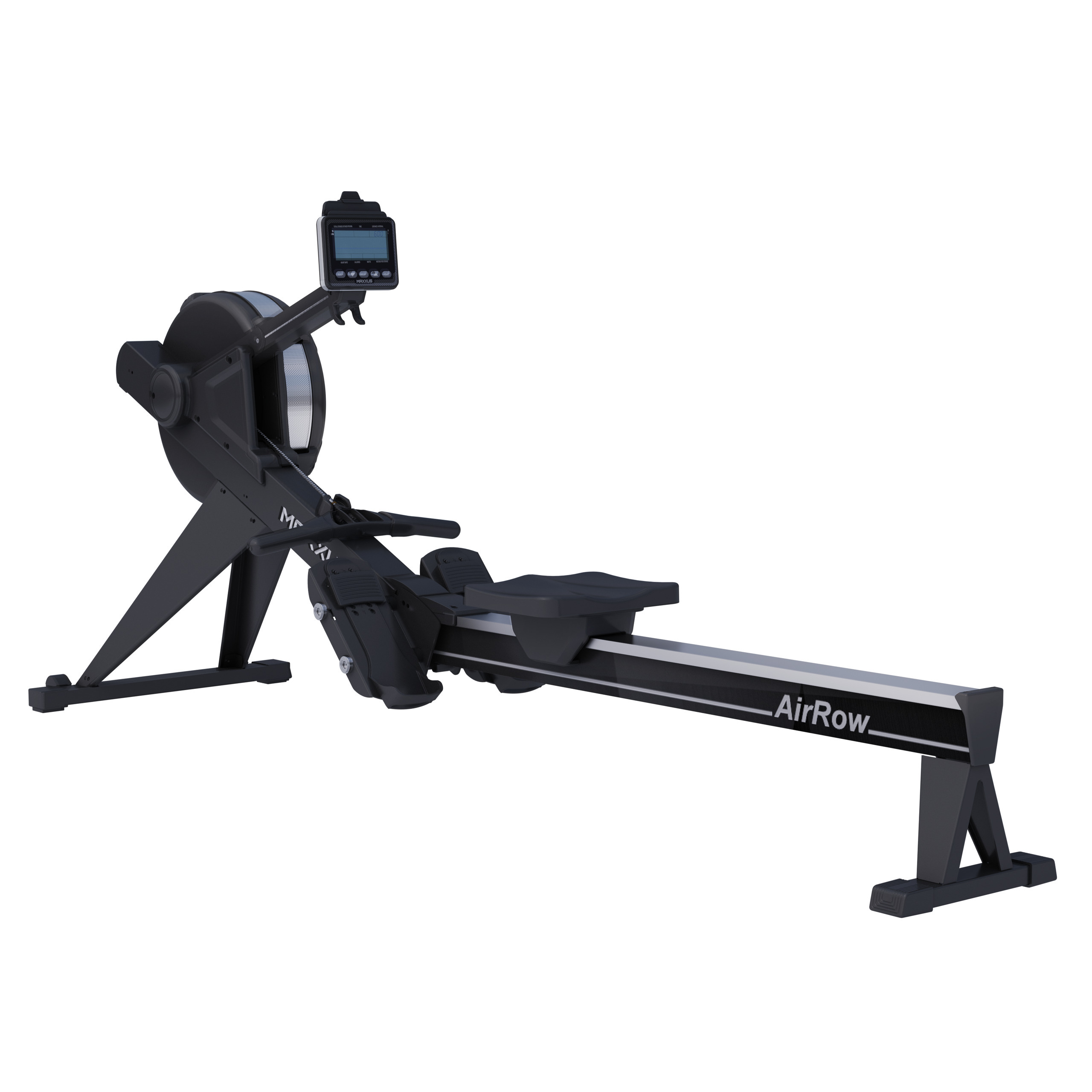MAXXUS Rudergerät AirRow - Klappbar, Luftwiderstand, Platzsparend, mit LCD-Monitor - Rudermaschine für Zuhause, Fitness, Cardio & Krafttraining