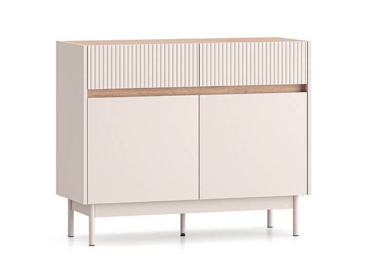 Lomadox Kommode DINAR-131, kaschmir matt Eiche-Dekor 104 cm breit Metallfüße grifflos modern