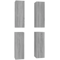 Helloshop26 - 4er-Set moderne hängende TV-Möbel schlichter Stil praktische Aufbewahrung 30,5 x 30 x 90 cm aus Holzwerkstoff grau