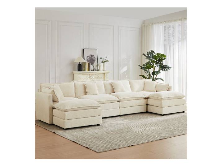 Jiexi Wohnlandschaft Modulares Sofa Kord Ecksofa Wohnlandschaft flexibel L- & U-Form