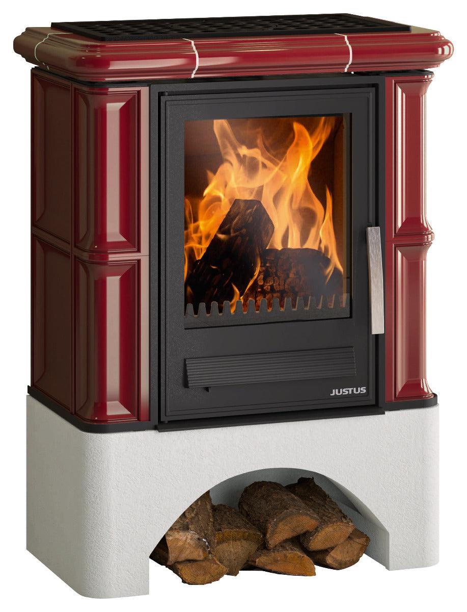 Justus | Kaminofen | Bavaria | 7 kW | Bordeauxrot mit Sockel