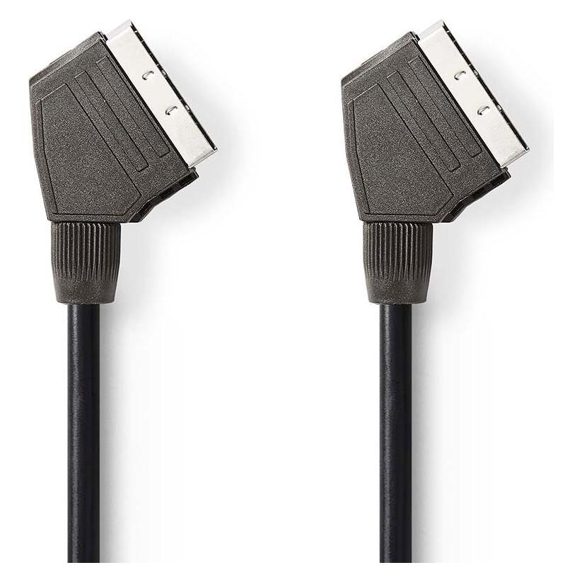 Nedis SCART-Kabel | SCART Stecker | SCART Stecker | Vernickelt | 480p | 1.50 m | Rund | PVC | Schwar (1.50 m) (CVGL31001BK15)