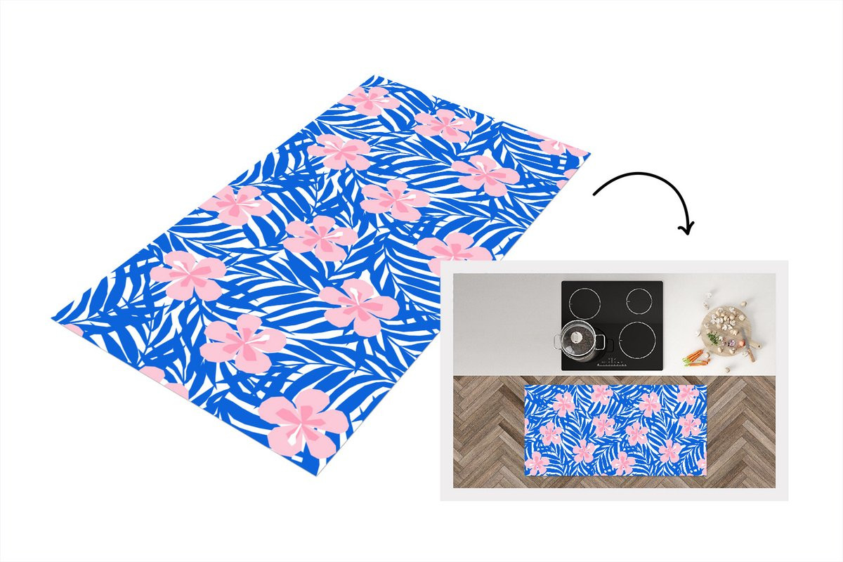 KitchenYeah Keukenloper Hawaii Bloesem Tropisch Patroon Vinyl B/D: 120 x 60 cm