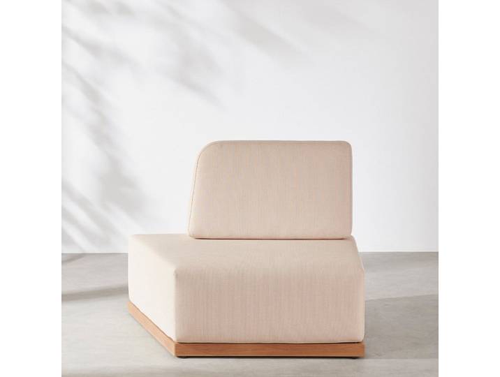 Linke Chaiselongue für modulares Profi-Gartensofa aus beigem Stoff