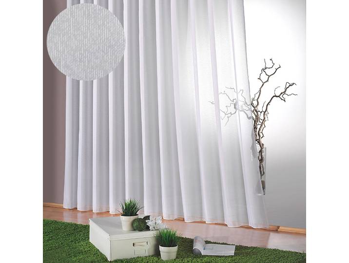 Gardine WECKBRODT Lena Gr. 4, weiss (weiß), B:750cm H:150cm, Polyester, Gardinen, Gardine, Websablè, halbtransparent, Faltenband, Effektfäden, Beschwerungsband