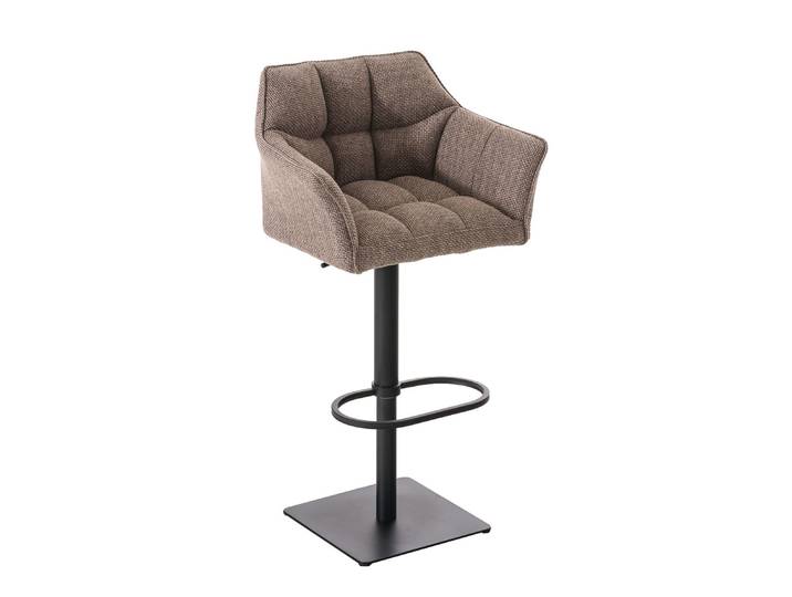 TPFLiving Barhocker Damaskus Gestell schwarz Stoff - Terrabraun