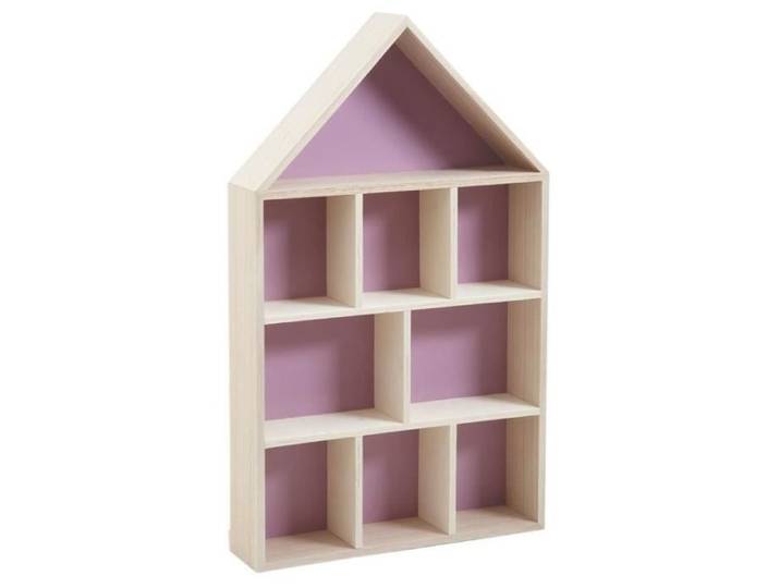 Etagère maison en bois - 9 compartiments - Couleur principale: Beige