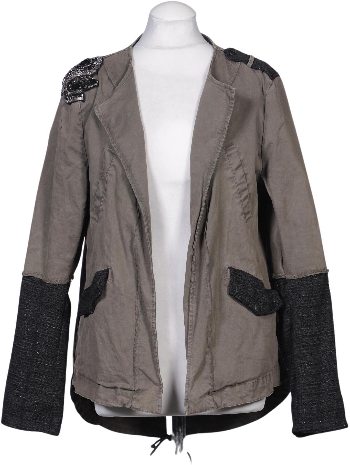 Please Damen Jacke, Grau, Gr. EU 38 (IT 44), Synthetik / Baumwolle - Second Hand