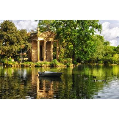 Fototapete PAPERMOON "Boot im See", bunt, B:4,5m L:2,8m, Vlies, Tapeten
