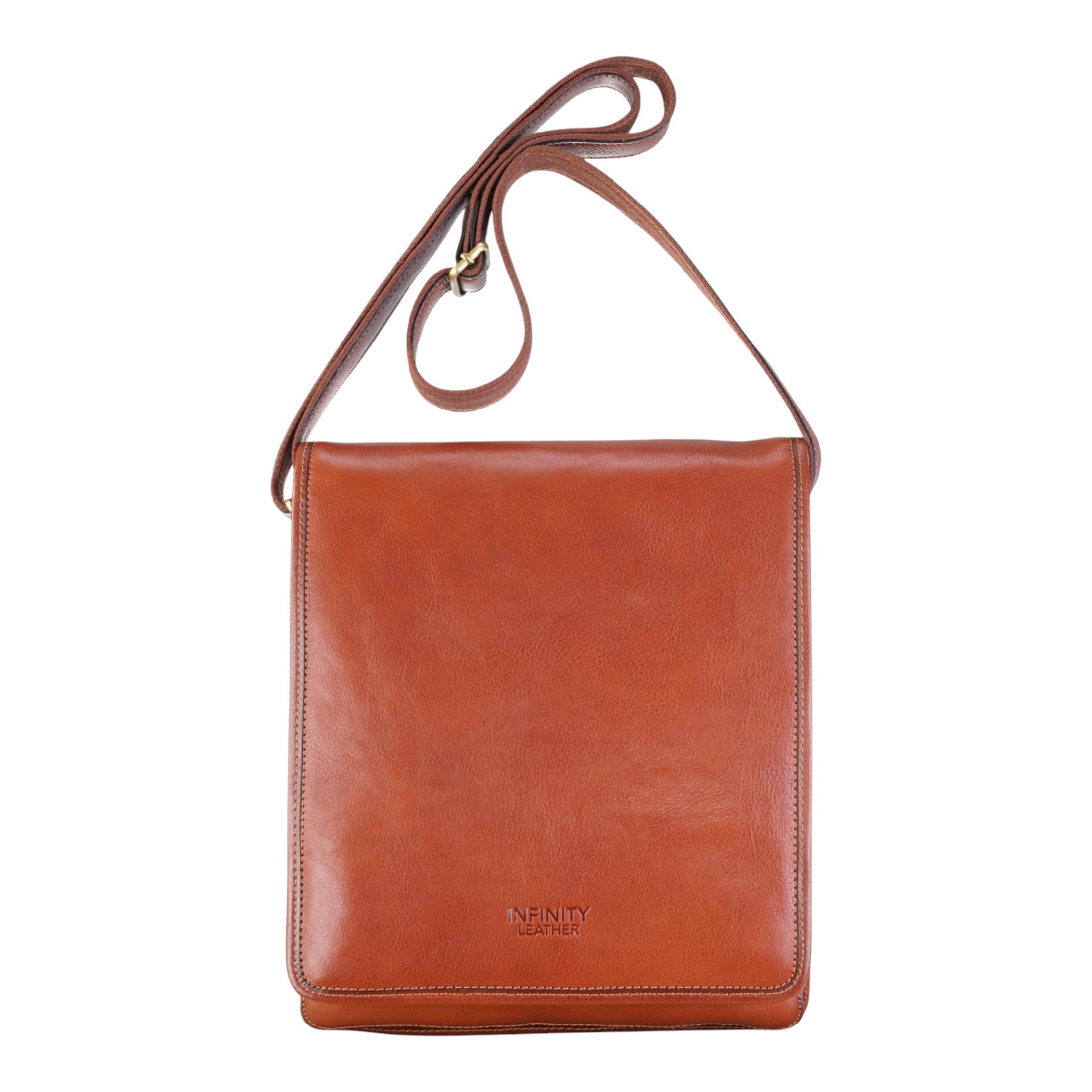 Vintage leren schoudertas in bruin leer, crossbody tas voor op reis - Ranger