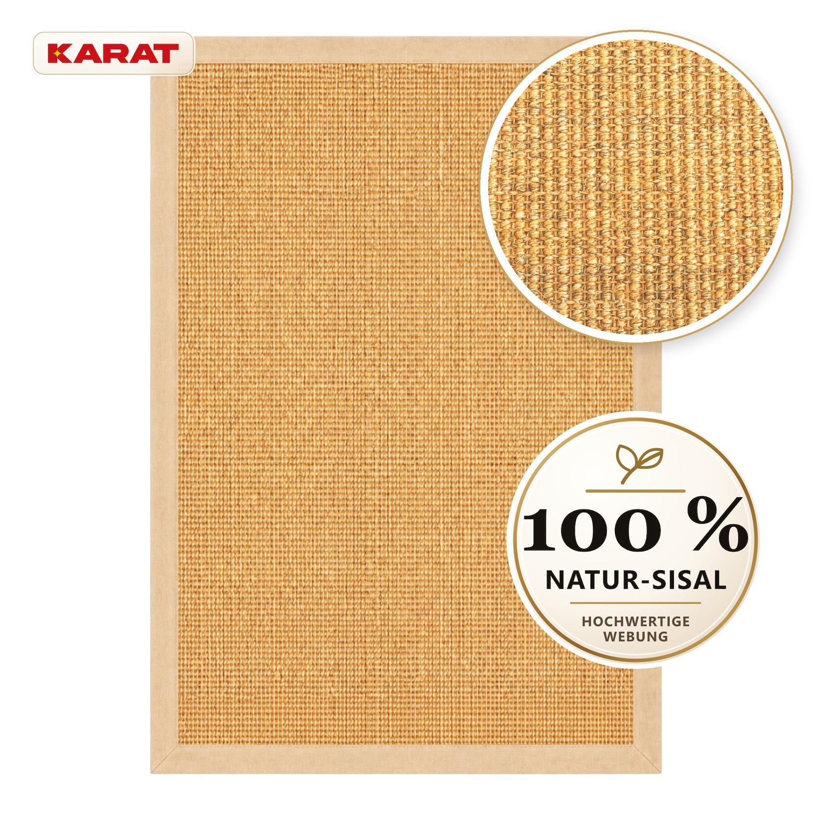 Karat Sisal-Teppich Goa Naturteppich aus 100 % Sisal mit Stoffbordüre Natur