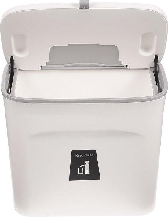 Famanu Compacte afvalbak met deksel, 7 liter, wit, geschikt voor wandmontage