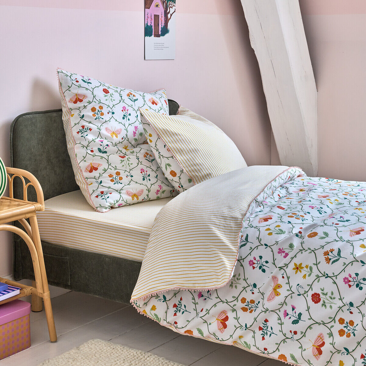 LA REDOUTE INTERIEURS Drap-housse 50% coton recyclé bonnet 25 cm, Emily