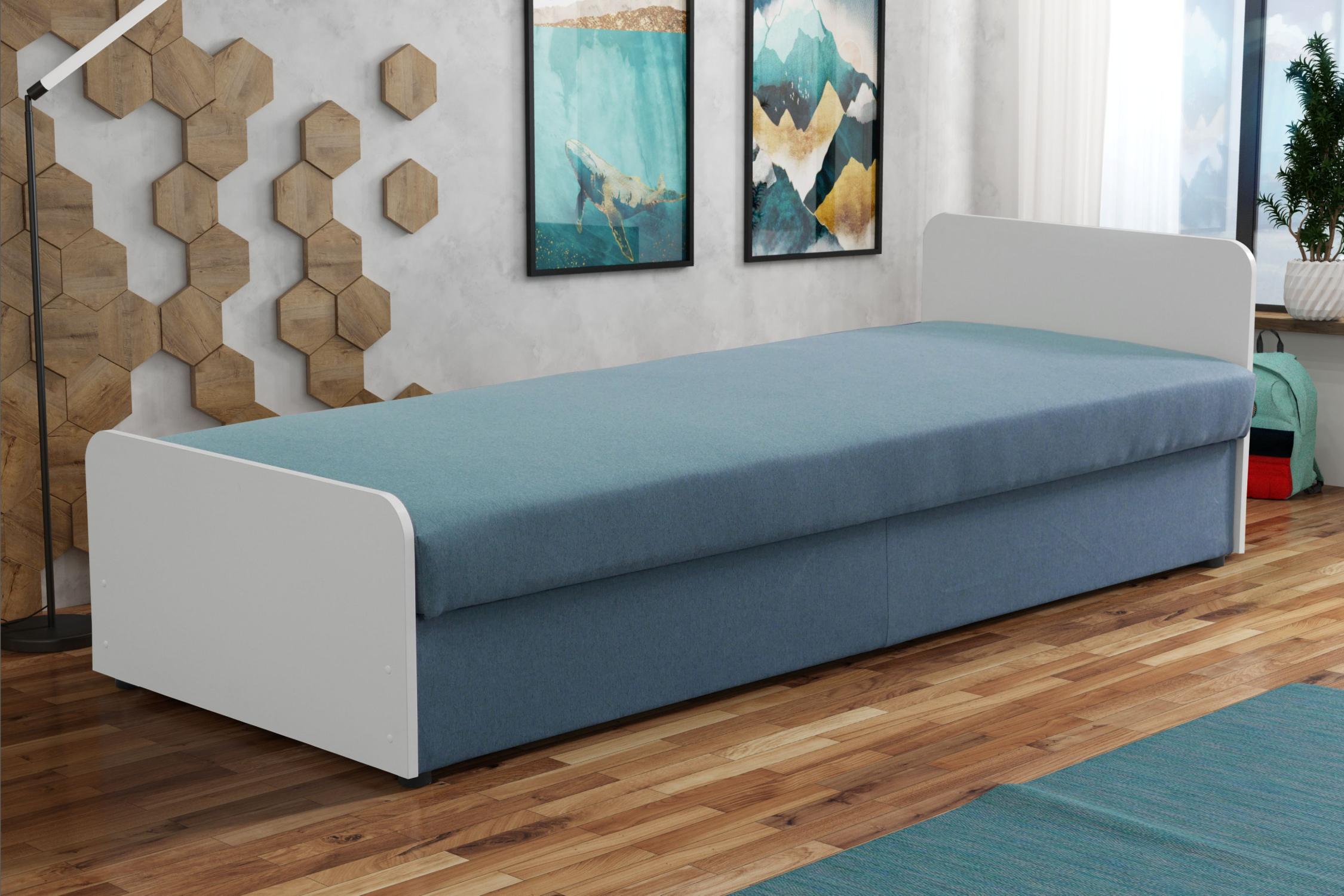 Kinder-Einzelbett 80x200 JANNA - blau/weiß