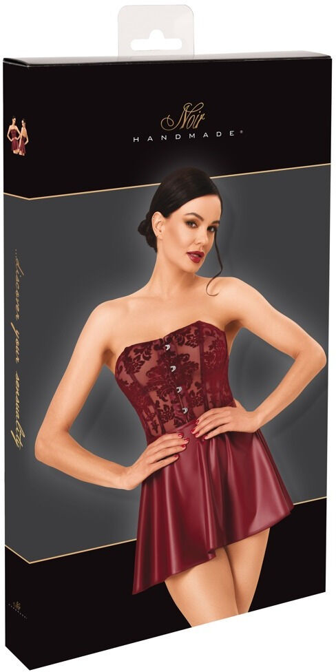 Noir Mini robe bustier bordeaux avec jupe évasée