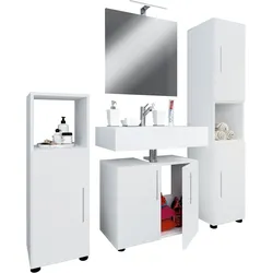 VCM 4-tlg. Badmöbelset   Badmöbel   Set aus Unterschrank, Midischrank, Hochschrank und Spiegel   Badezimmermöbel – Flandu II