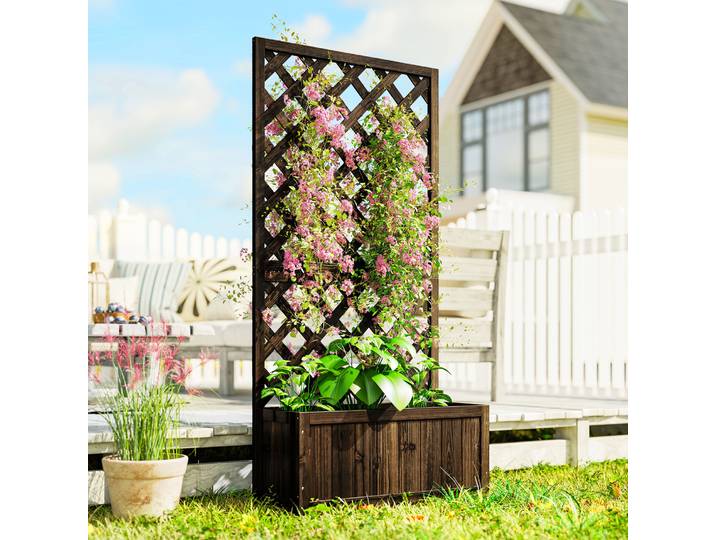 Outsunny Jardinière Treillis Bois Sapin 72,5x31,5x149,5 cm