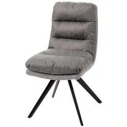 Décoshop26 - Esszimmerstuhl bequemer Drehsessel in hellgrauem Stoff 04_0002247