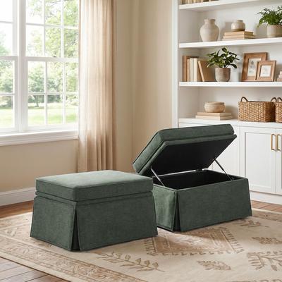 Uixe Set of 2 Cheille Skirted Rectangular Flip-Top Storage Ottoman