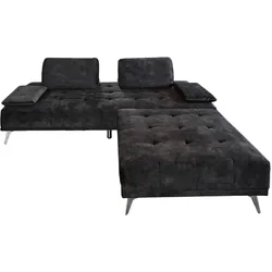 SOFA MIT HOCKER WIOLO Anthrazit Velvet